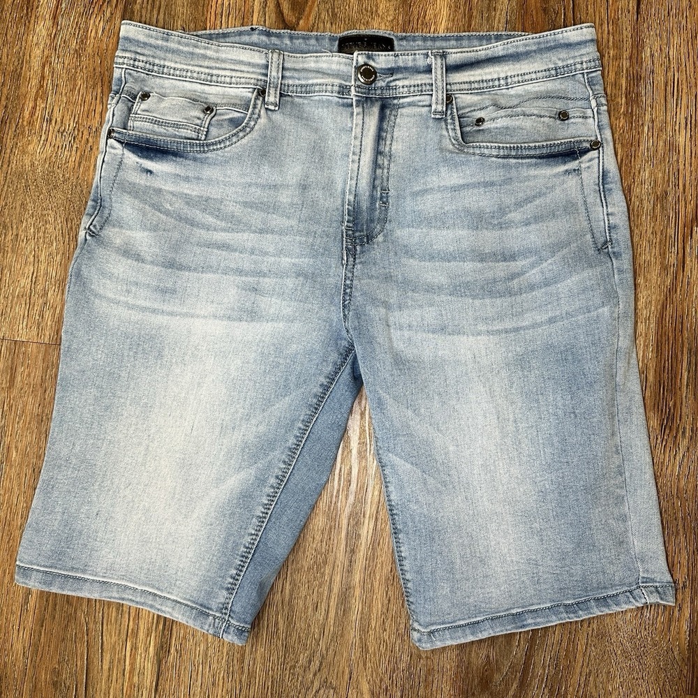 Steve's Jeans Men's Slim Fit Denim Jorts Sz 32 Lt Wash Stretch 5-Pocket Shorts